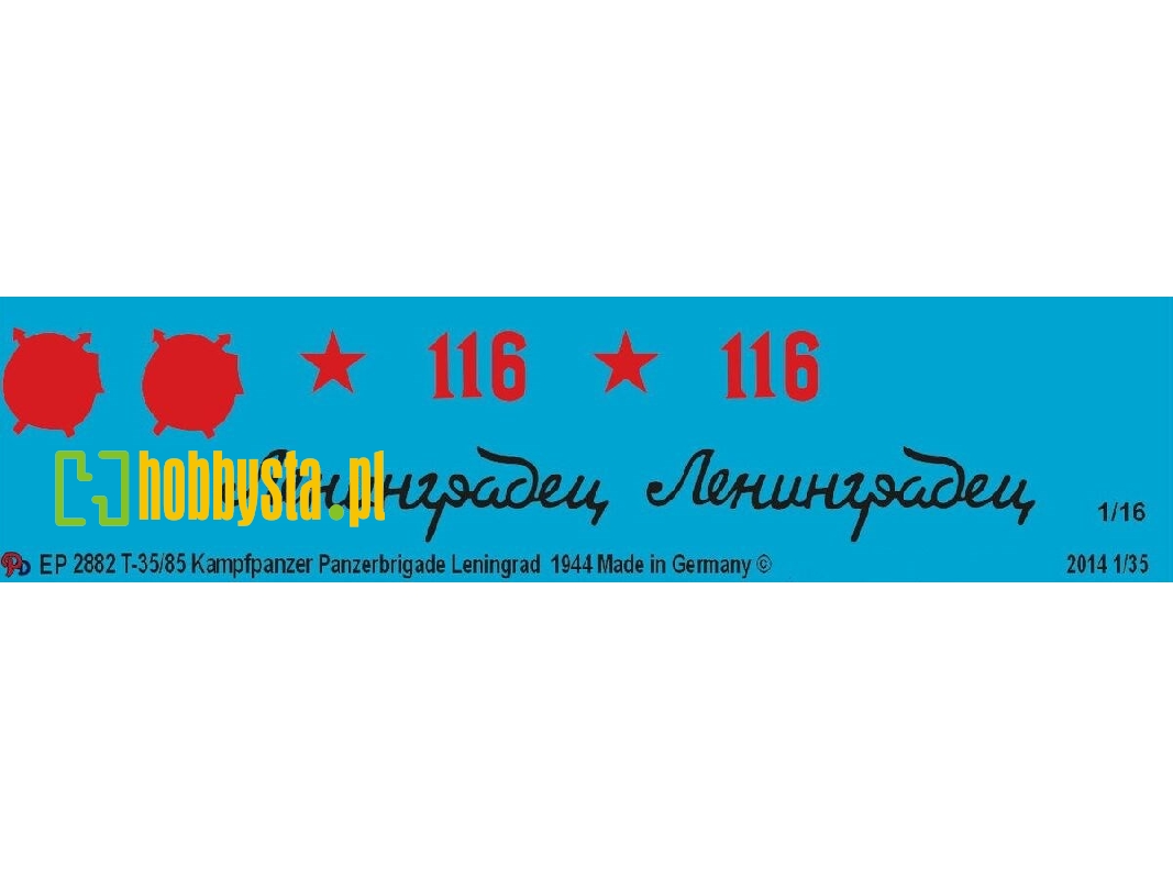 T 34/85 Markings For Russian Tank Of The Tank Brigade Leningrad - image 1
