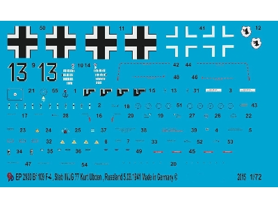 Markings For Bf 109 F-4, Stab Iii./Jg77 Kurt Ubben, Russia, 05.09.1941 - image 1