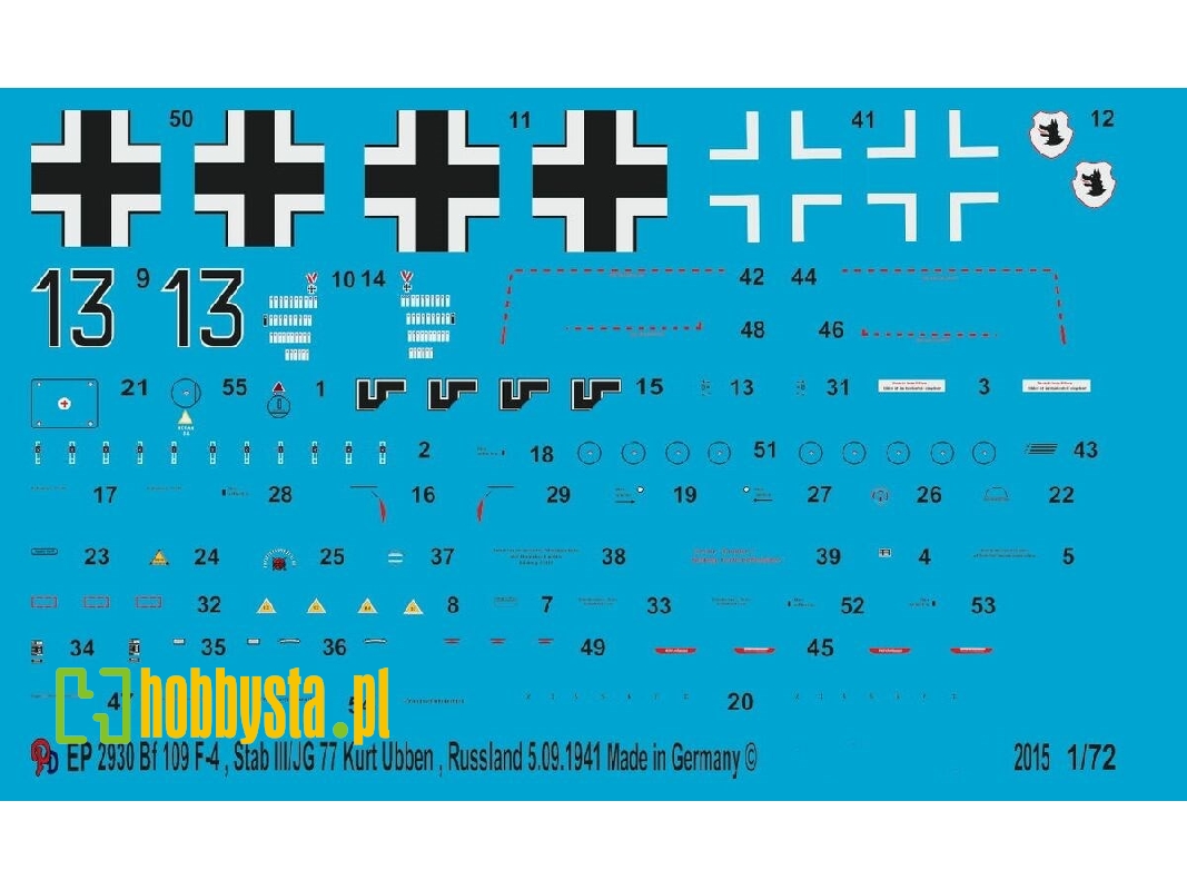 Markings For Bf 109 F-4, Stab Iii./Jg77 Kurt Ubben, Russia, 05.09.1941 - image 1