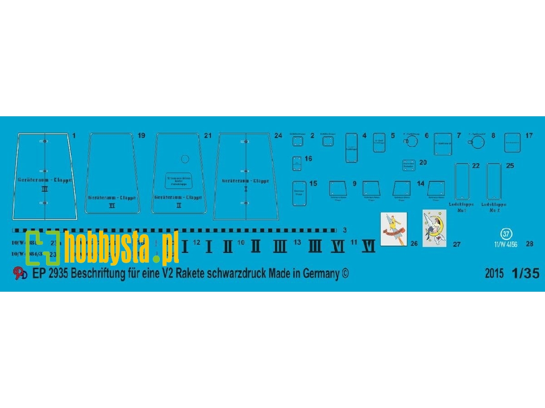 Markings For German V2/A4 Rocket Black Print - image 1