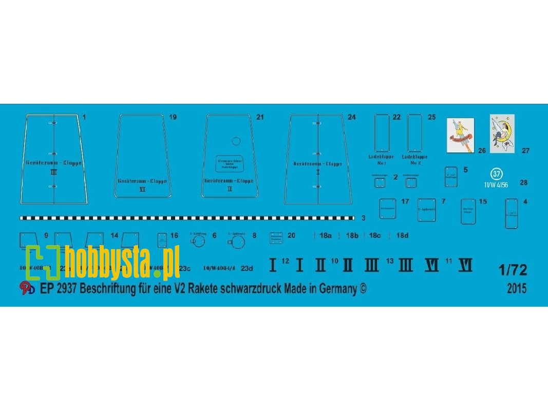 Markings For German V2/A4 Rocket Black Print - image 1