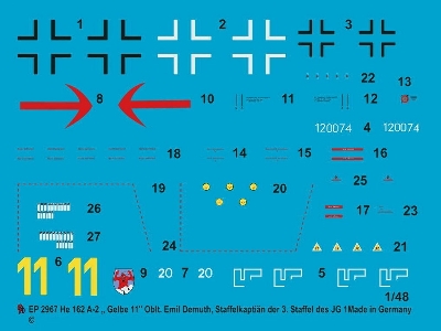 He 162 A-2 "yellow 11" Oblt. Emil Demuth, Staffelkapitän Of The 3. Staffel Of The Jg 1 - image 1