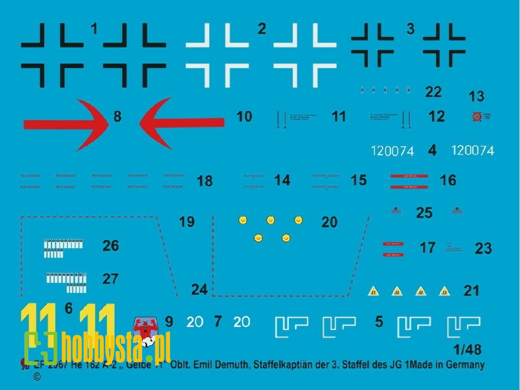 He 162 A-2 "yellow 11" Oblt. Emil Demuth, Staffelkapitän Of The 3. Staffel Of The Jg 1 - image 1