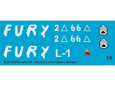 Markings For The Movie Sherman "fury" - image 1