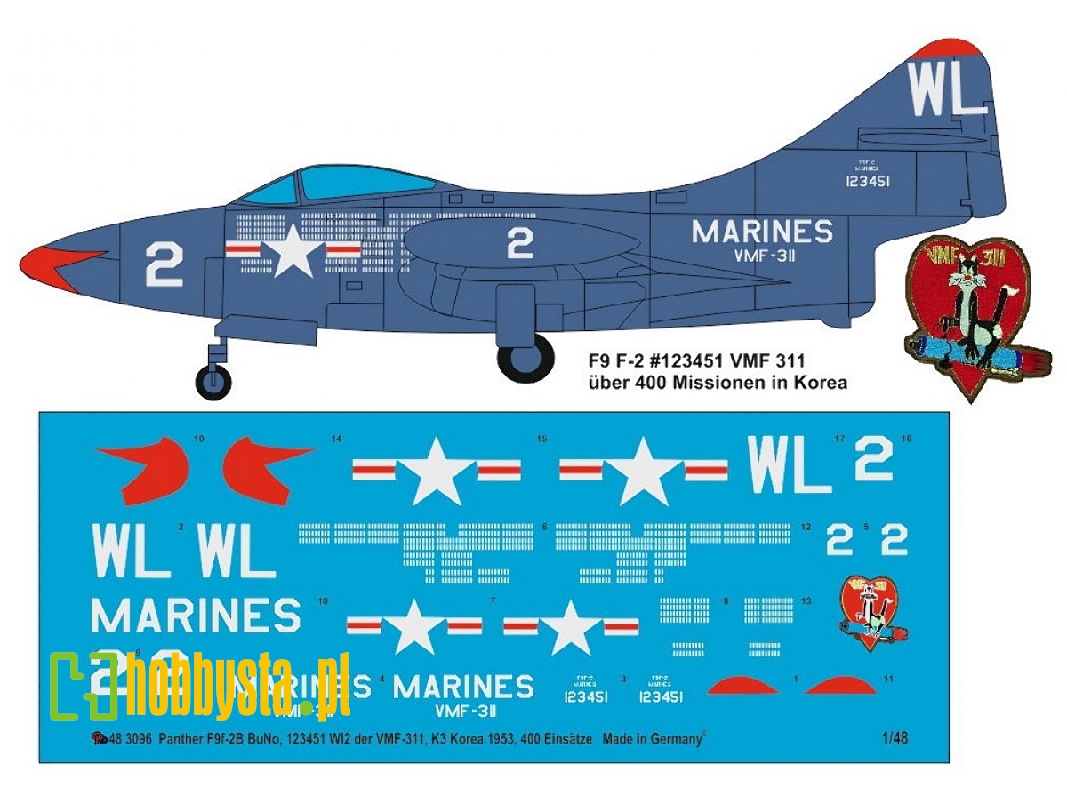 Panther F9f-2b Bu No. 123451 Wl 2 Of The Vmf-311, K-3 Korea 1953, 400 Missions - image 1