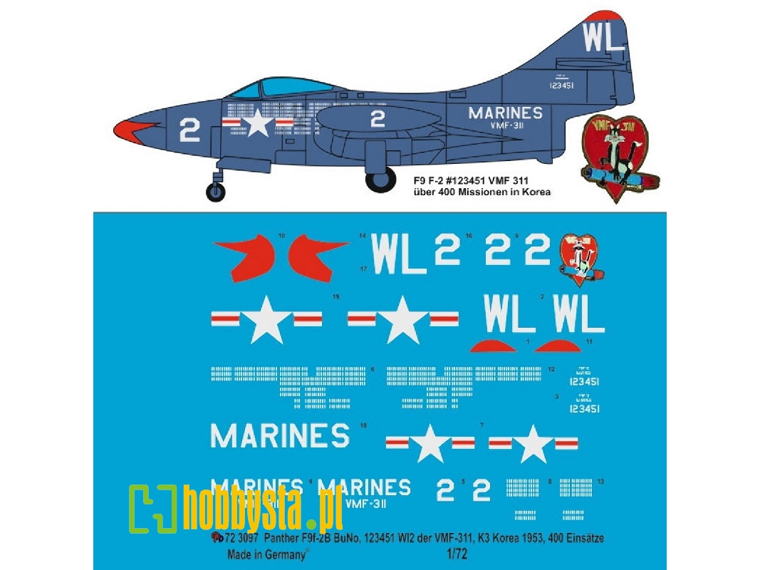 Panther F9f-2b Bu No. 123451 Wl 2 Of The Vmf-311, K-3 Korea 1953, 400 Missions - image 1