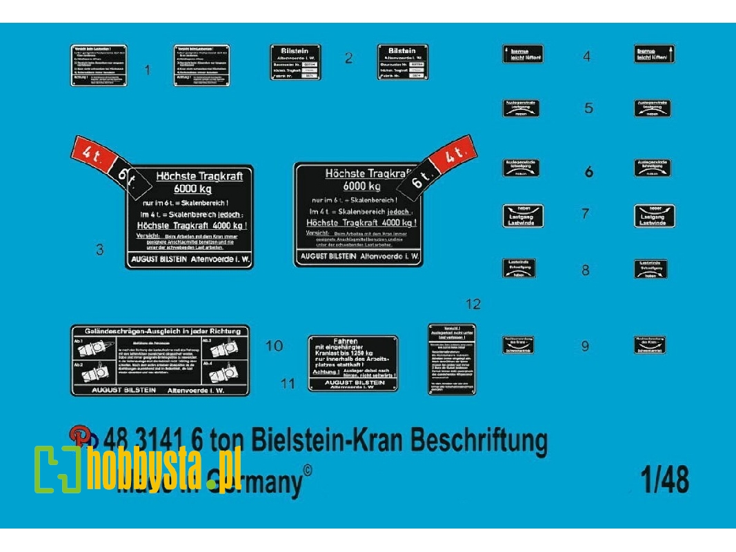 Labeling For 6 Ton Bilstein Kran Type G 07.04 - image 1