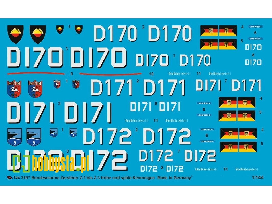 German Modern Navy Destroyer Z1-z3 Early And Late Markings For Revell Model - image 1