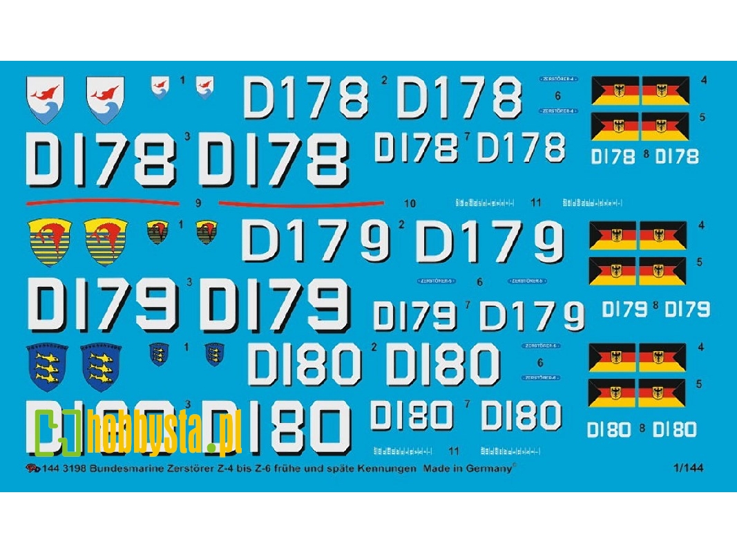 German Modern Destroyer Z4-z6 Early And Late Markings For Revell Model - image 1