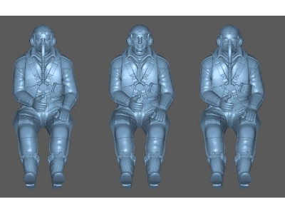 German Wwii Pilots Siting In Planes (3 Figures / 3d-printed) - image 1