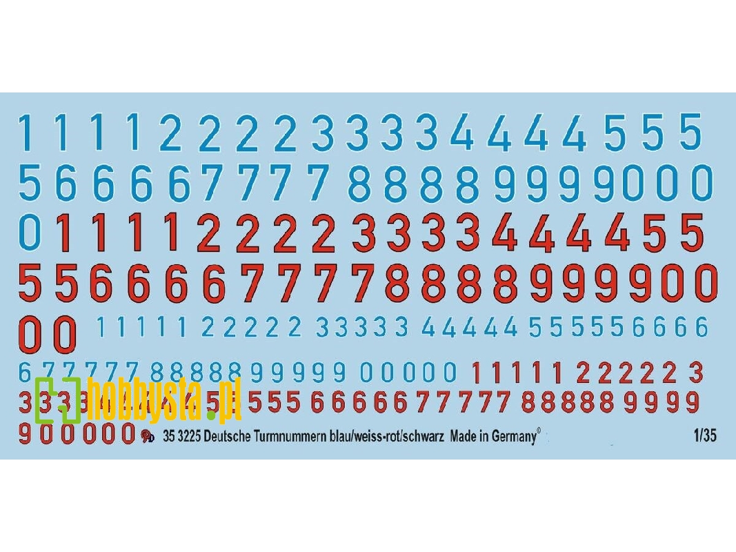 German Turret Numbers Blue/White - Red/Black - image 1