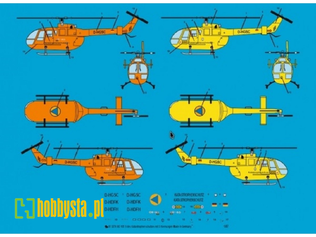 Bo 105 S Rescue Helicopter Of The Basic German Air Rescue With Three Different Codes - image 1