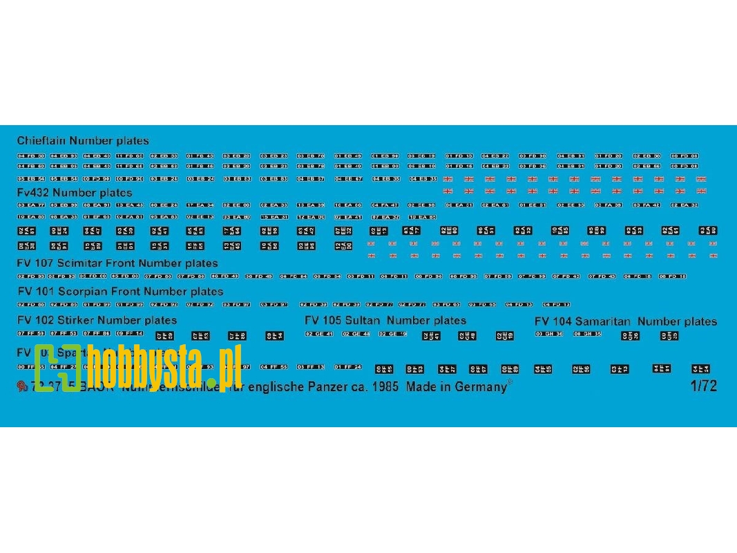 Baor Number Plates For English Tanks Around 1985 - image 1