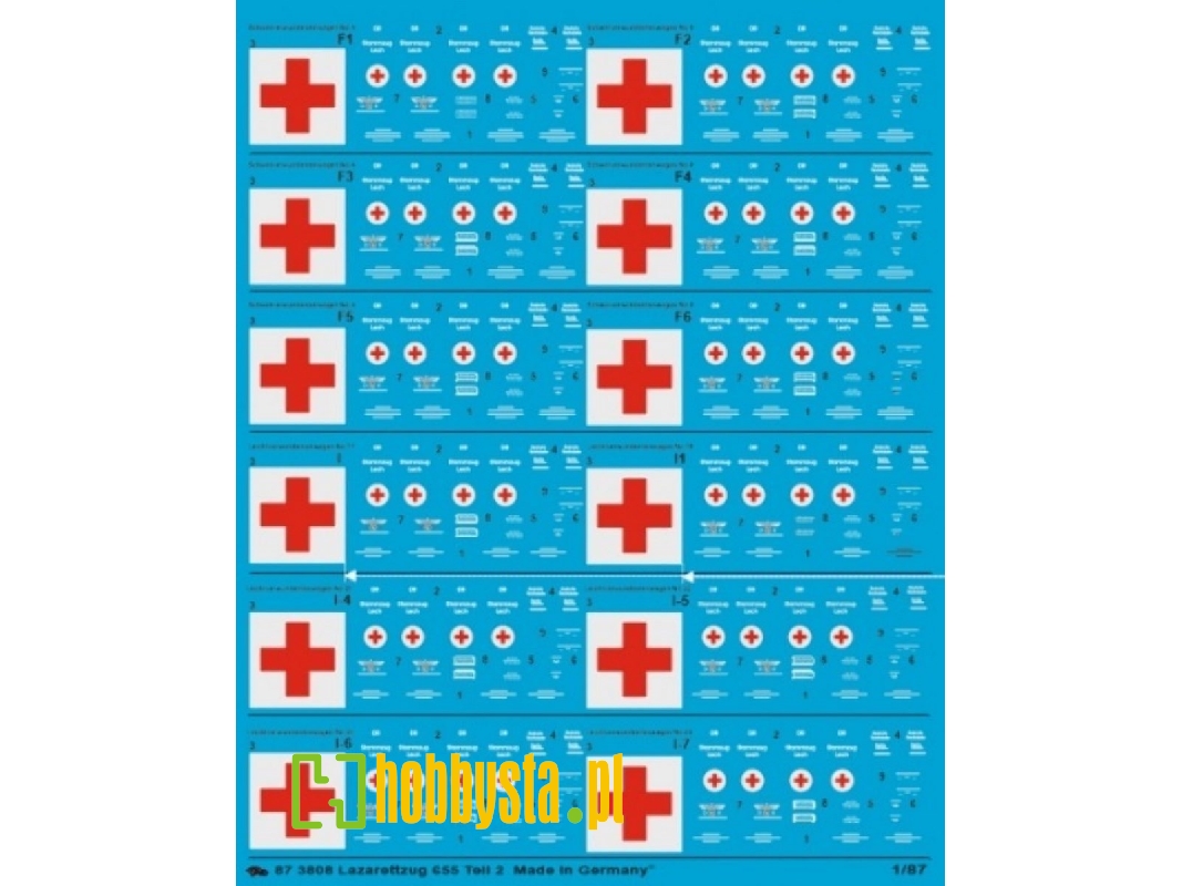 Hospital Train 655 Wounded Wagons, 12 Wagons, White Print - image 1