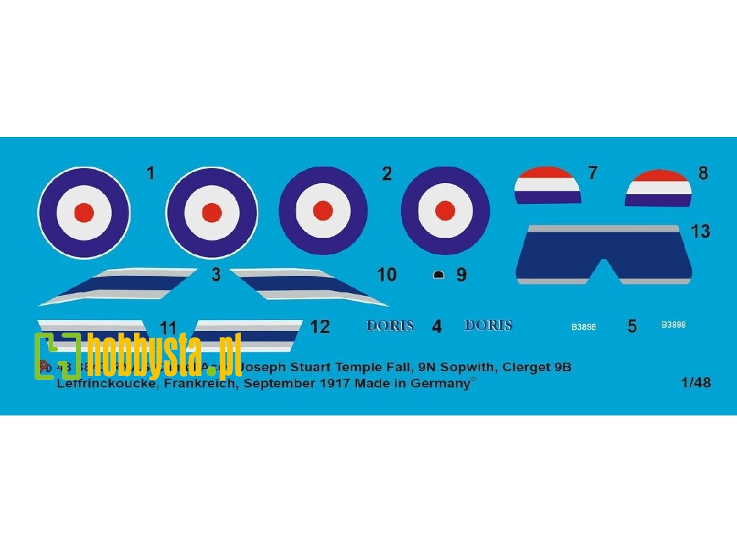 Sopwith Camel Rnas Joseph Stuart Temple Fall, 9n, B3898 (Sopwith, Clerget 9b), Leffrinckoucke-france, September 1917 - image 1