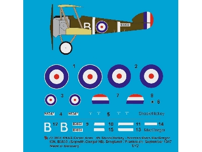 Sopwith Camel Rnas 4n Shook/Hickey - Norman Miers Macgregor, 10n, B3833 (Sopwith, Clerget 9b), Droglandt/France, September 1917 