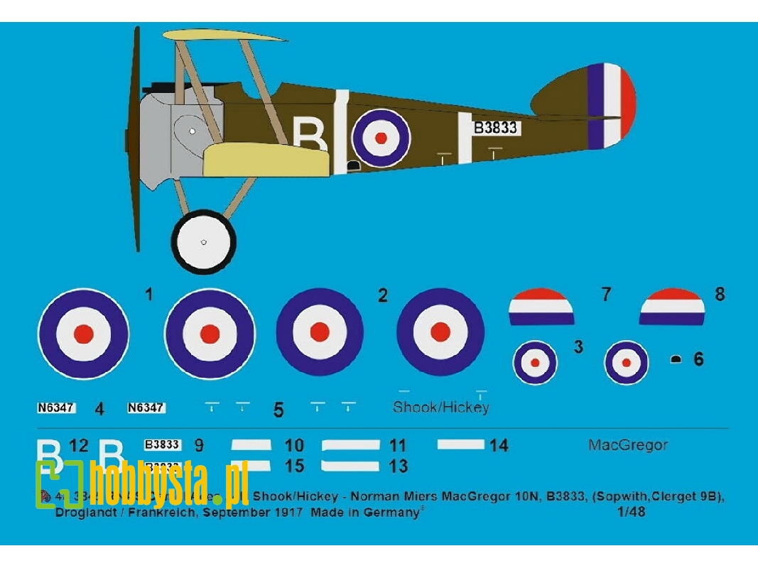Sopwith Camel Rnas 4n Shook/Hickey - Norman Miers Macgregor, 10n, B3833 (Sopwith, Clerget 9b), Droglandt/France, September 1917 