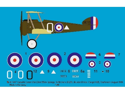 Sopwith Camel Usa Elliot White Springs, 148th Aero, D8250 (Ruston Proctor, Clerget 9bf), France, August 1918 - image 1