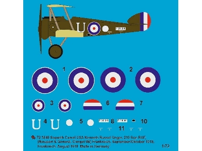 Sopwith Camel Usa Kenneth Russel Unger, 210 Sqn Raf, F3930 (Nieuport And General, Clerget 9b), France, September/October 1918 - 
