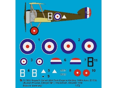 Sopwith Camel Usa Field Eugene Kindley, 148th Aero, E1539 (Ruston Protor, Clerget 9bf) France, October 1918 - image 1