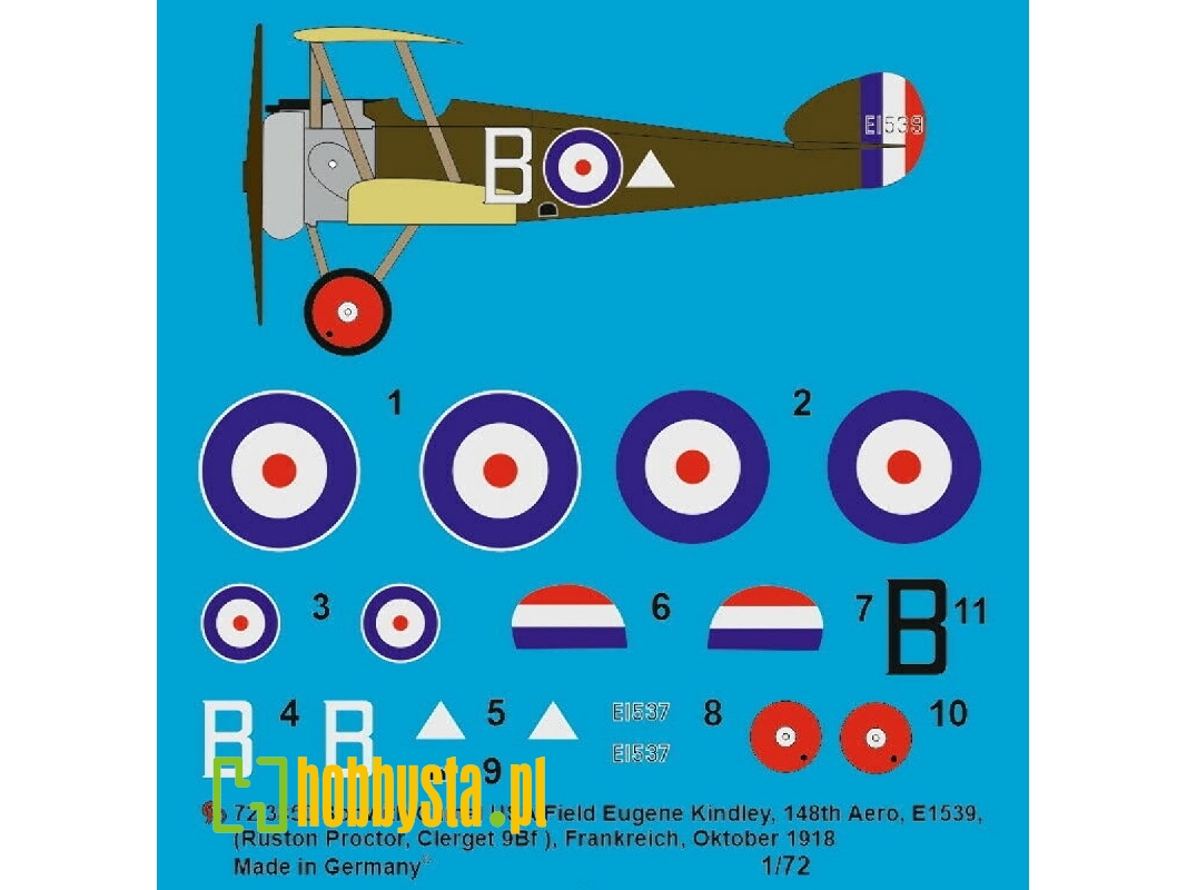 Sopwith Camel Usa Field Eugene Kindley, 148th Aero, E1539 (Ruston Protor, Clerget 9bf) France, October 1918 - image 1
