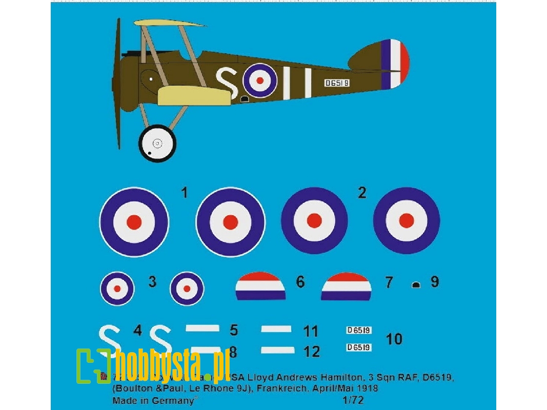 Sopwith Camel Usa, Lloyd Andrews Hamilton 3 Sqn Raf, D6519 (Boulton And Paul, Le Rhone 9j), France, April/May 1918 - image 1