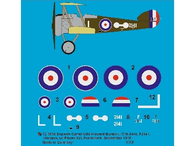 Sopwith Camel Usa, Howard Burdick, 17th Aero, F2141 (Hooper, Le Rhone 9j), France, September 1918 - image 1