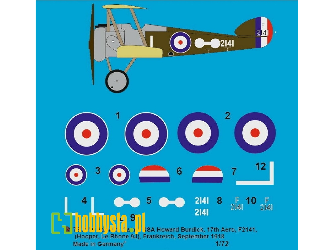 Sopwith Camel Usa, Howard Burdick, 17th Aero, F2141 (Hooper, Le Rhone 9j), France, September 1918 - image 1