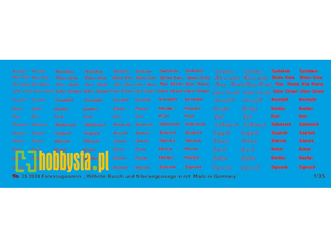 Vehicle Names Wilhelm Busch And Nibelungensage In Red - image 1