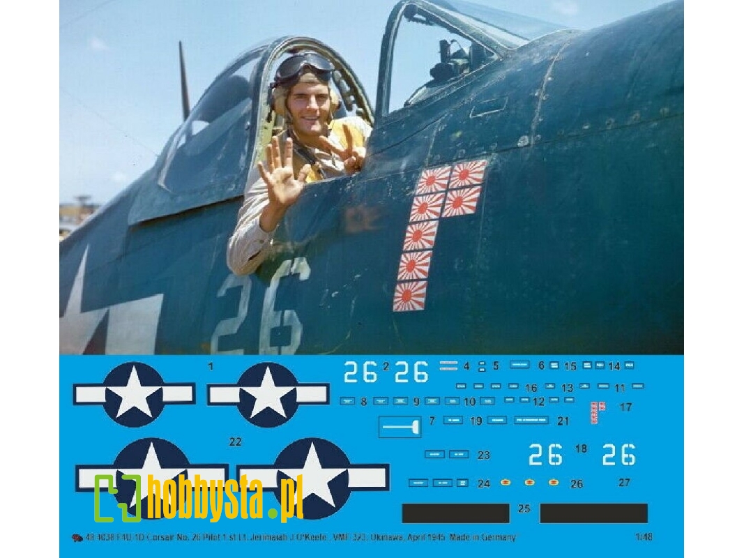 F4u-1d Corsair No. 26 Pilot 1st Lt. Jeremiah J O'keefe, Vmf-323, Okinawa, April 1945 - image 1