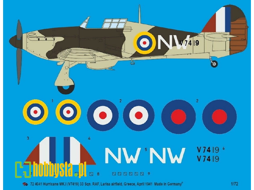 Hurricane Mk.I (V7419) 33 Sqn, Raf, Larisa Airfield, Greece, April 1941 - image 1