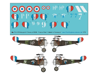 French Nieuport 17, Aces Of Wwi - Part 3 (Early, Camouflaged), Raymond/Lemaire/Auger - Peronneau - Pillon - image 1