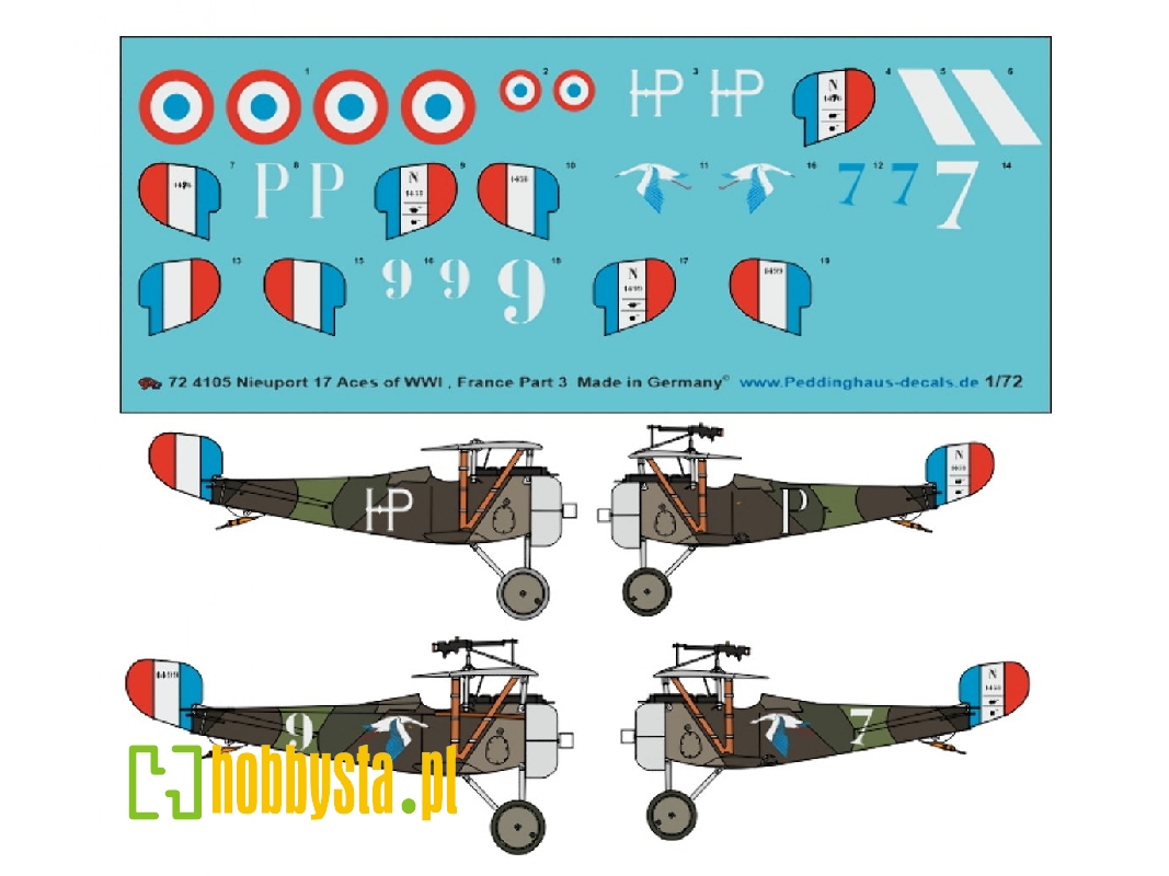 French Nieuport 17, Aces Of Wwi - Part 3 (Early, Camouflaged), Raymond/Lemaire/Auger - Peronneau - Pillon - image 1