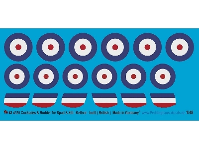 Cockades And Rudder For Spad S.Xiii - Kellner-built (British) - image 1