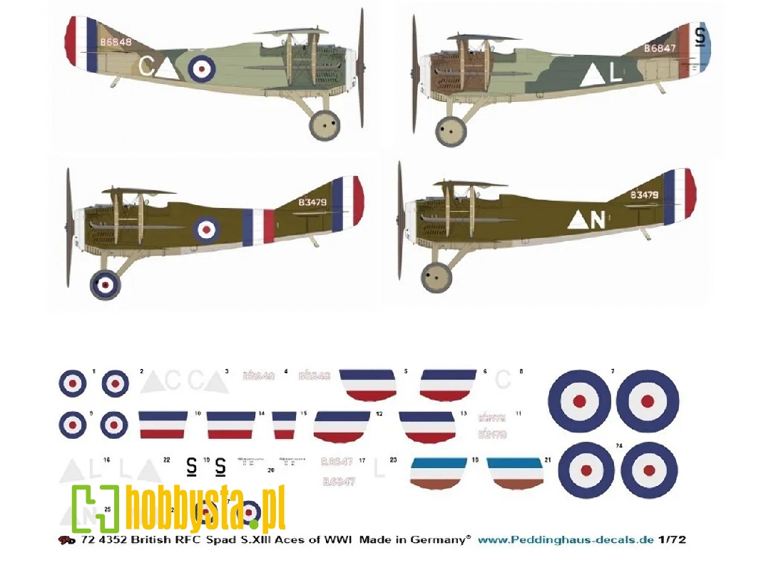 British Rfc Spad S.Xiii Aces Of Wwi (Fry/Macrae, Drewitt, Sowrey And Pidsley ) - image 1