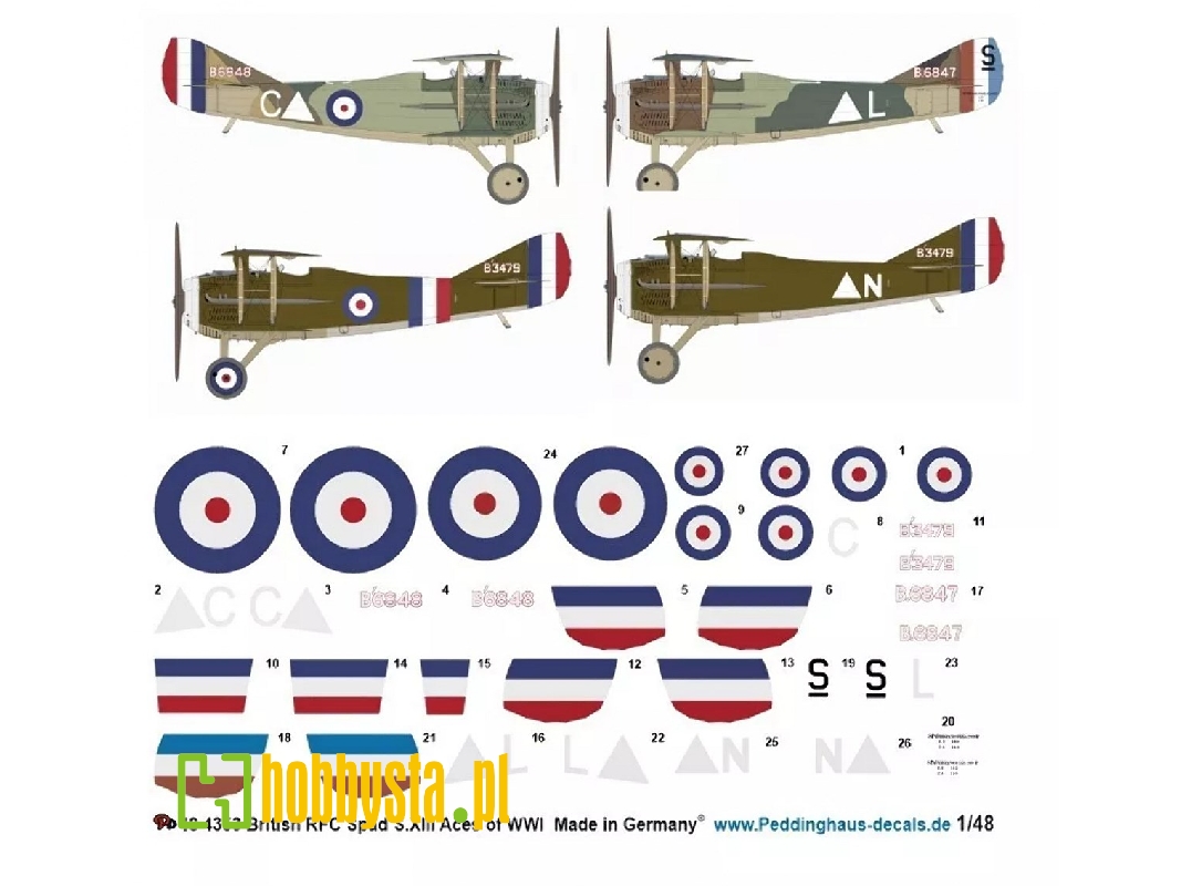 British Rfc Spad S.Xiii Aces Of Wwi (Fry/Macrae, Drewitt, Sowrey And Pidsley ) - image 1