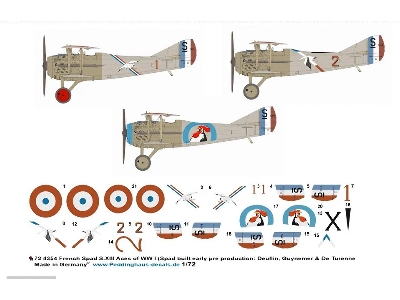 French Spad S. Xiii Aces Of Wwi (Spad-built, Early Pre-porduction: Deullin, Guynemer And De Turnnee) - image 1