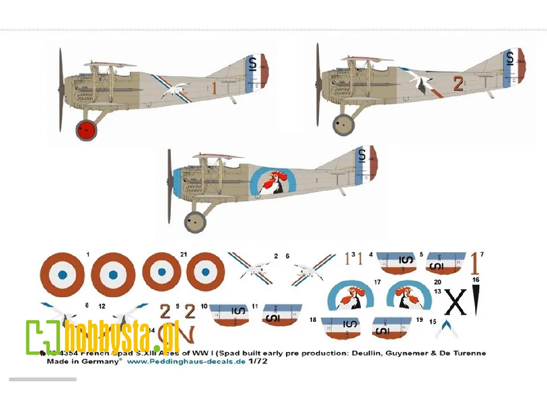 French Spad S. Xiii Aces Of Wwi (Spad-built, Early Pre-porduction: Deullin, Guynemer And De Turnnee) - image 1