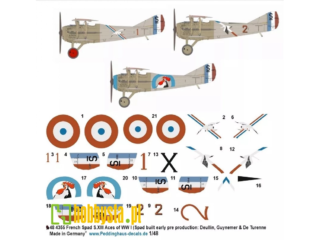French Spad S. Xiii Aces Of Wwi (Spad-built, Early Pre-porduction: Deullin, Guynemer And De Turnnee) - image 1