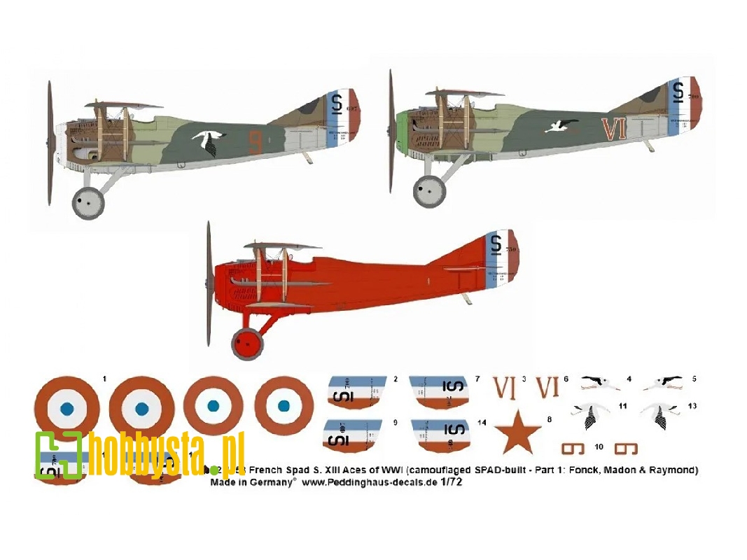 French Spad S. Xiii Aces Of Wwi (Camouflaged Spad-built - Part 1: Fonk, Madon And Raymond) - image 1