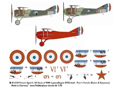 French Spad S. Xiii Aces Of Wwi (Camouflaged Spad-built - Part 1: Fonk, Madon And Raymond) - image 1