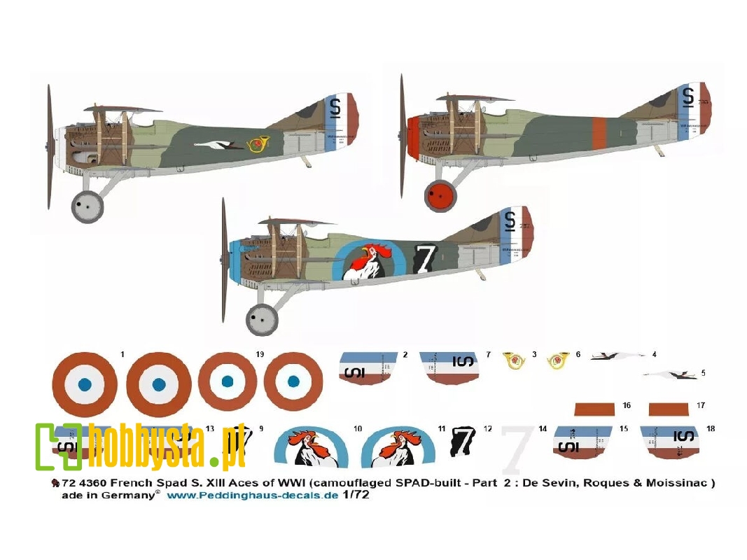 French Spad S. Xiii Aces Of Wwi (Camouflaged Spad-built - Part 2: De Sevin, Roques And Moissinac) - image 1