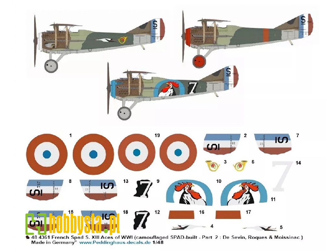 French Spad S. Xiii Aces Of Wwi (Camouflaged Spad-built - Part 2: De Sevin, Roques And Moissinac) - image 1