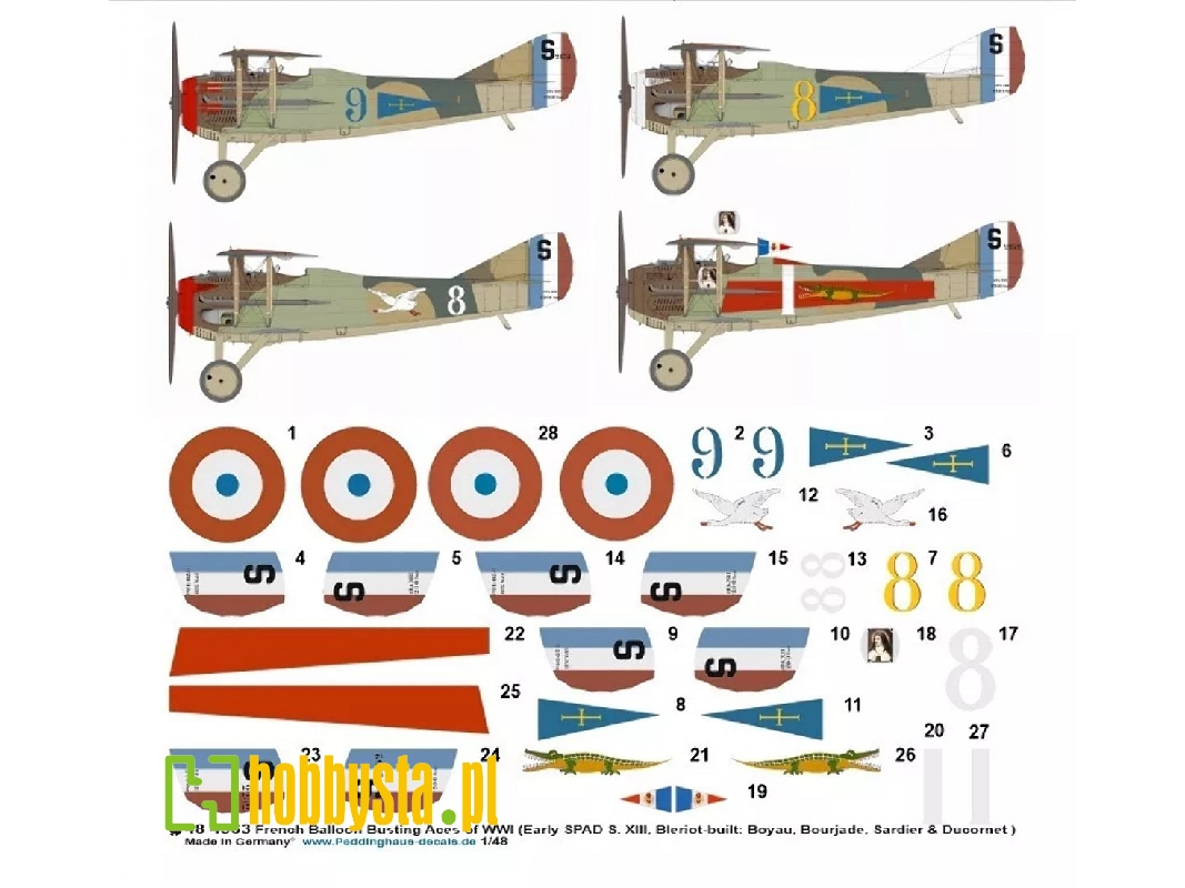 French Balloon Busting Aces Of Wwi (Early Spad S. Xiii, Bleriot-built: Boyau, Bourjade, Sardier And Ducornet ) - image 1