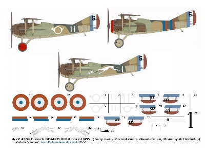 French Spad S.Xiii Aces Of Wwi (Very Early Bleriot-built: Gaudermen, Douchy And Herbelin) - image 1