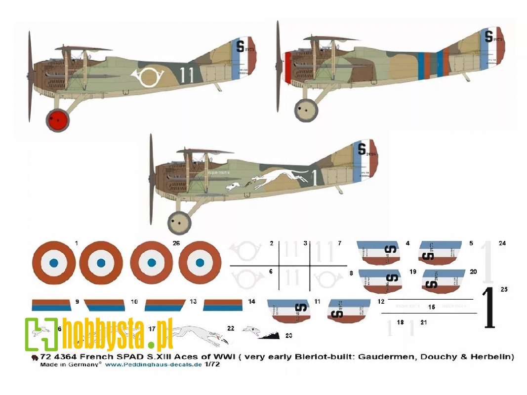 French Spad S.Xiii Aces Of Wwi (Very Early Bleriot-built: Gaudermen, Douchy And Herbelin) - image 1