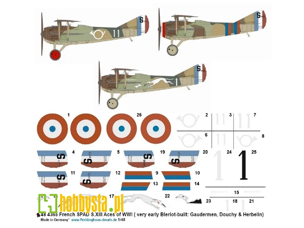 French Spad S.Xiii Aces Of Wwi (Very Early Bleriot-built: Gaudermen, Douchy And Herbelin) - image 1