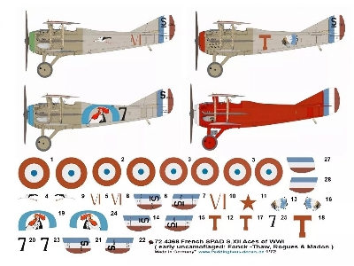 French Spad S.Xii Aces Of Wwi (Early Uncamoflaged: Fonk-thaw, Rogues And Camera-madon) - image 1