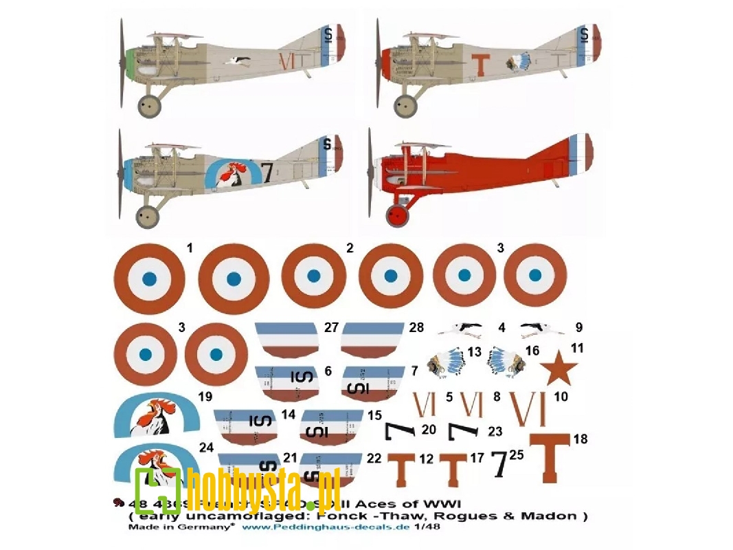 French Spad S.Xii Aces Of Wwi (Early Uncamoflaged: Fonk-thaw, Rogues And Camera-madon) - image 1