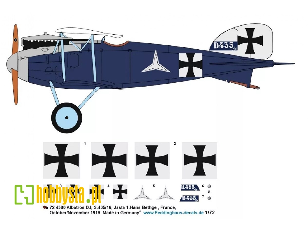 Albatros D.I, S.435/16, Jasta 1, Hans Bethge, France, October/November 1916 - image 1